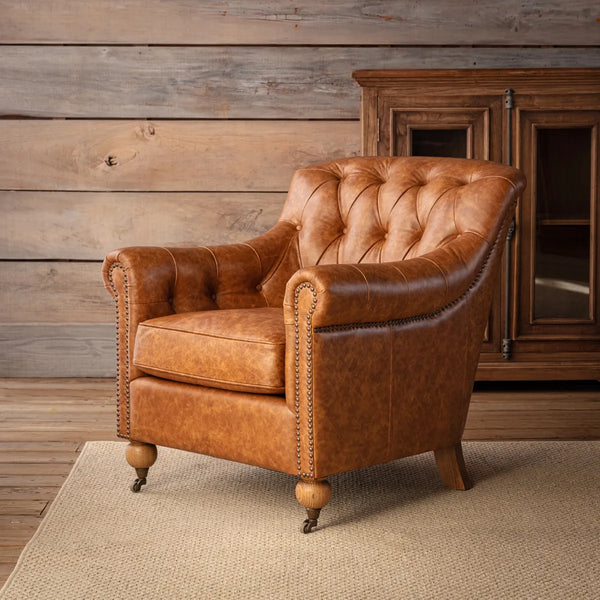 Grand Oaks Leon Leather Arm Chair - Furniture on Main