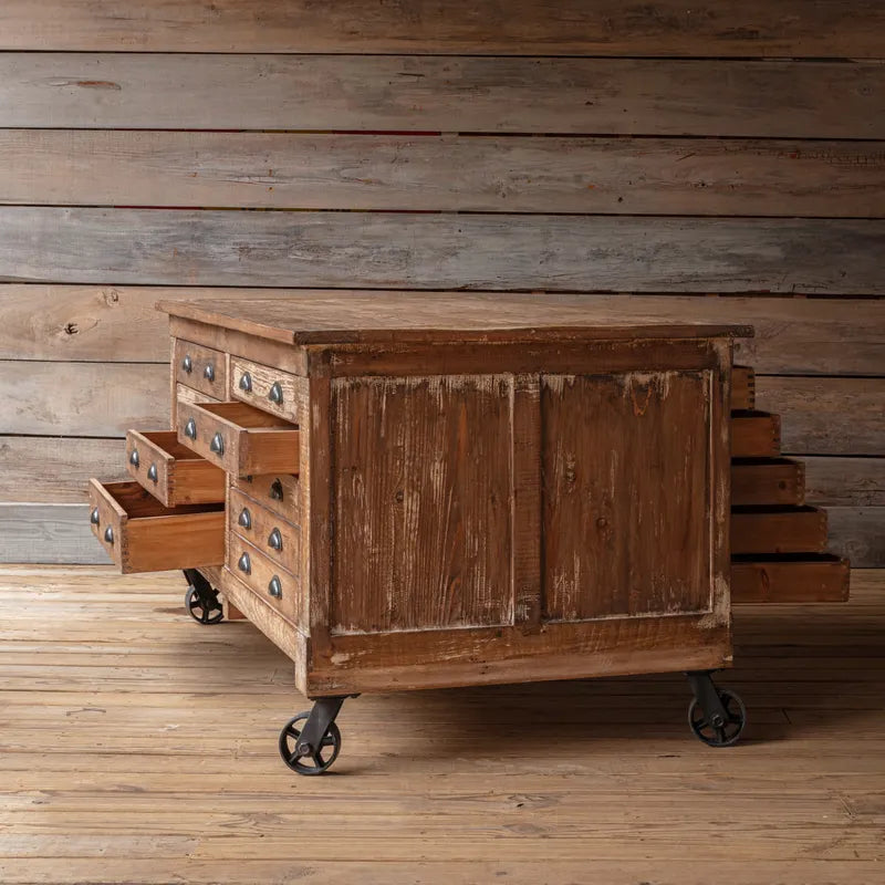 The Crafters Work Station Reclaimed Wood Rolling Island