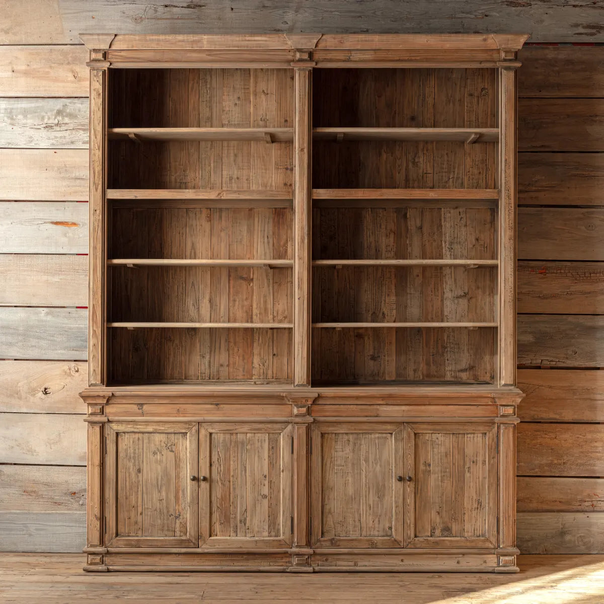 OLD PINE TWO SECTION LIBRARY Wall Cabinets Store Display Bookcase