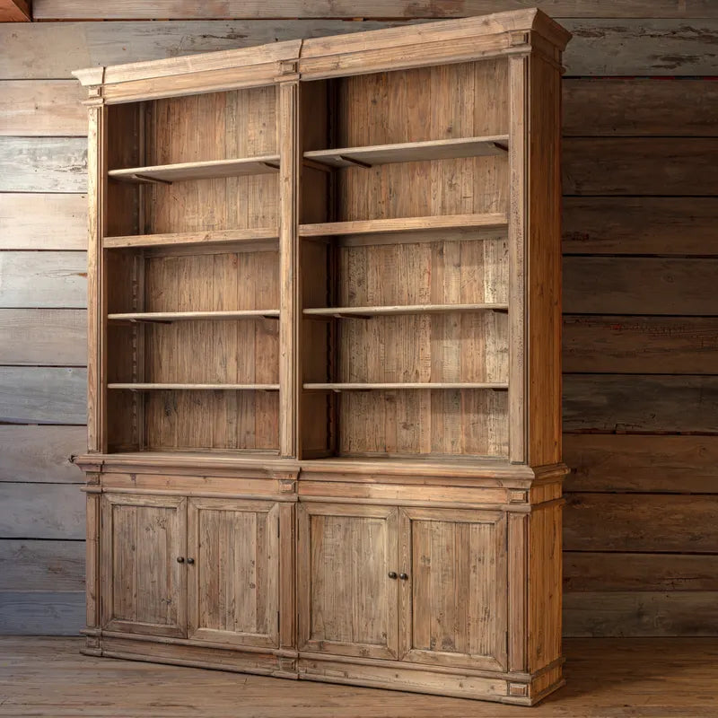 OLD PINE TWO SECTION LIBRARY Wall Cabinets Store Display Bookcase