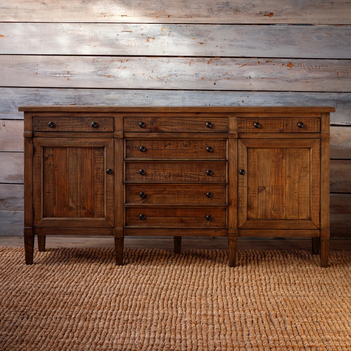 Jefferson Sideboard with Walnut Finish Reclaimed Wood