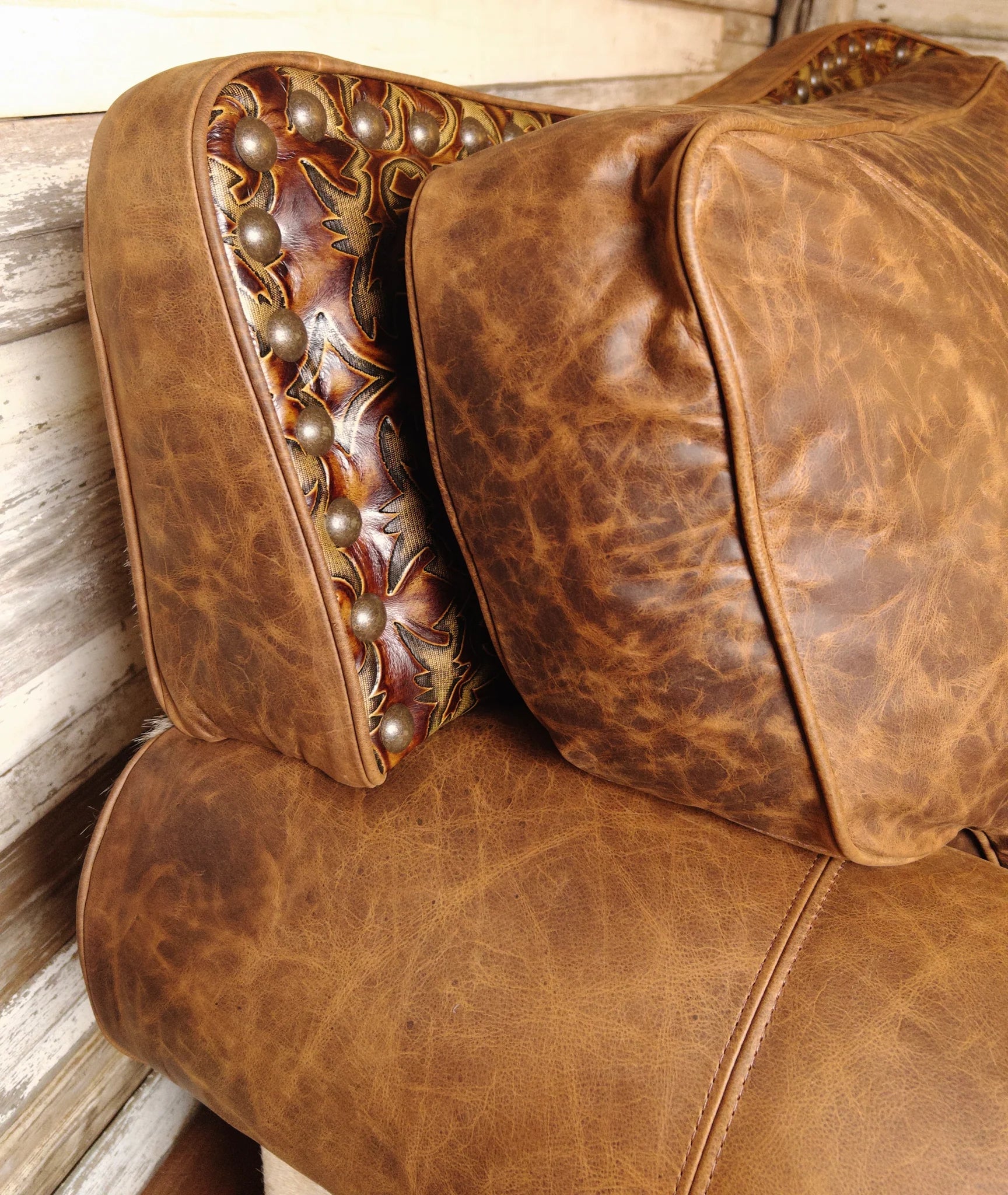 Ranch Curved 4 seat Conversation Sofa Leather Hair on Hide