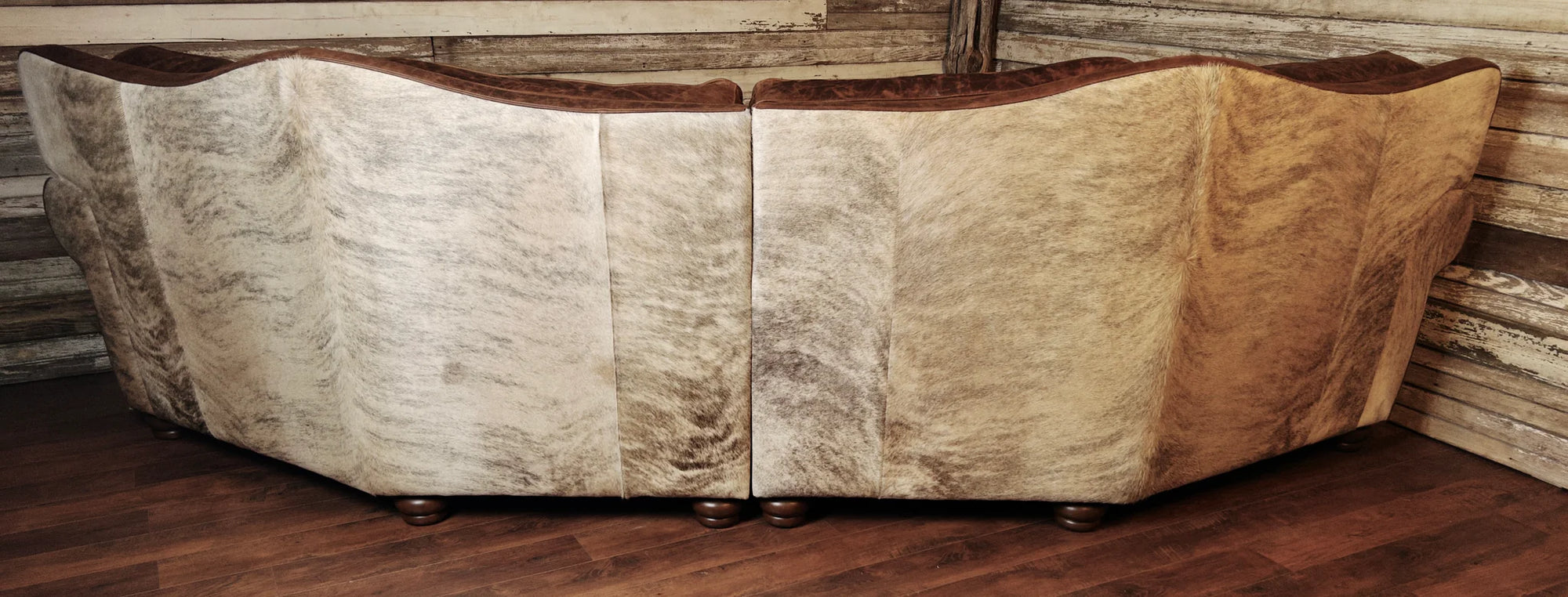 Ranch Curved 4 seat Conversation Sofa Leather Hair on Hide