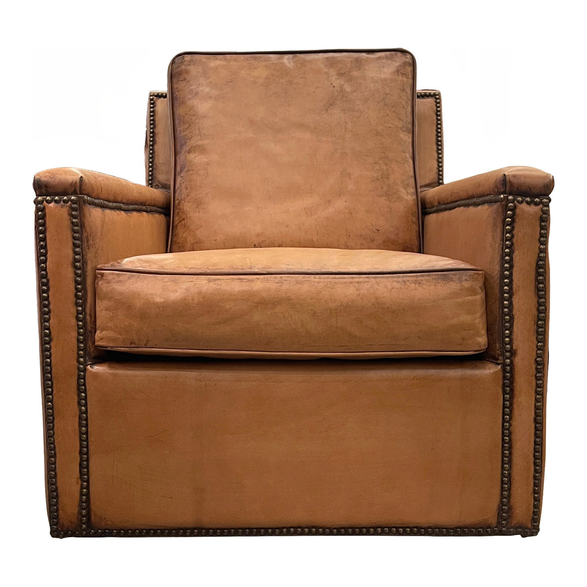 KESWICK CLUB CHAIR ANTIQUE BUFFALO LEATHER SWIVEL