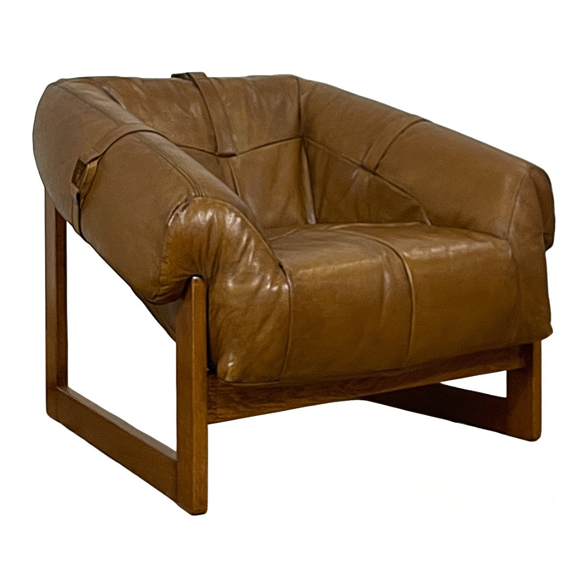 Bruce Armchair in Brown Leather Upholstery