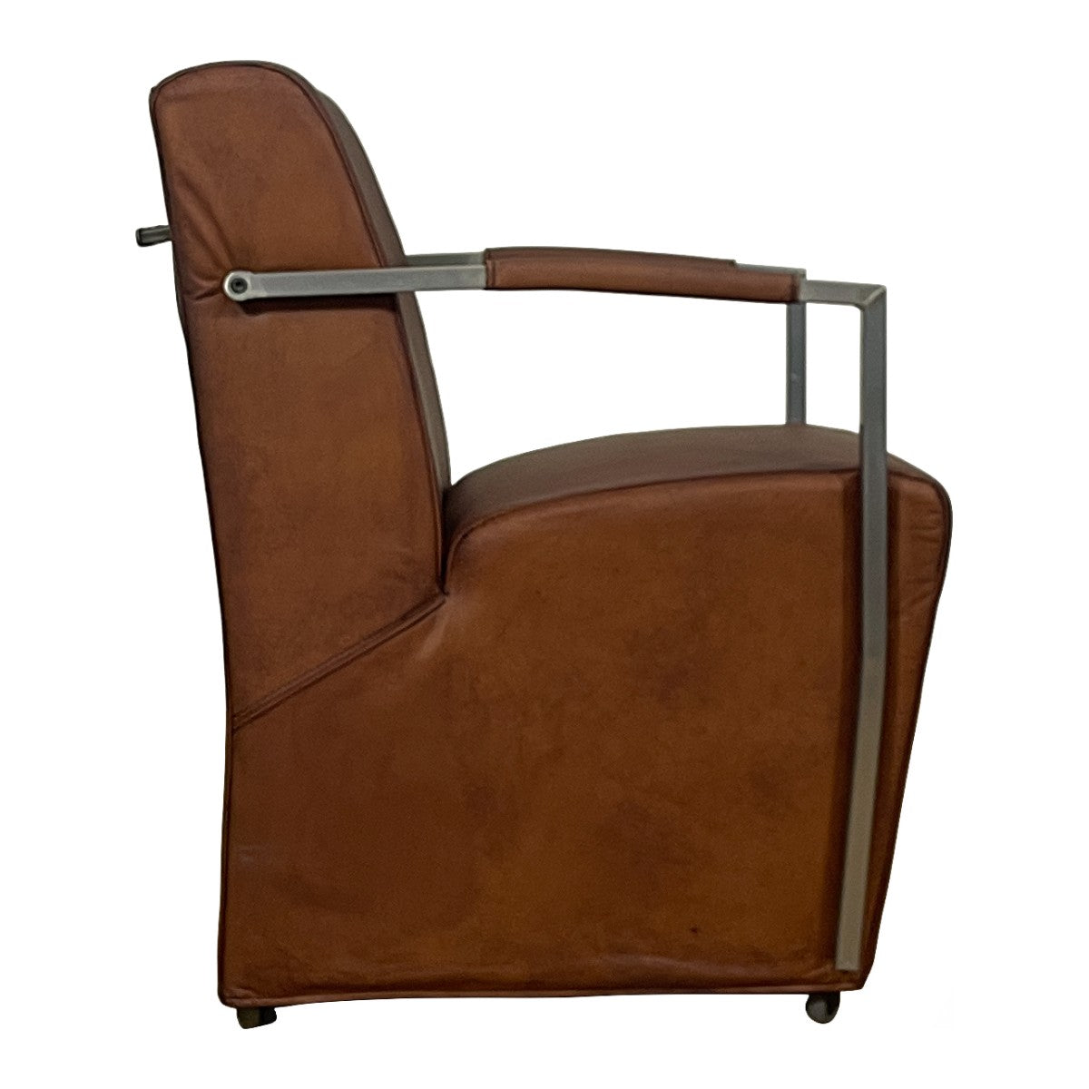 Bock Chair with Metal Arms in Light Brown Leather