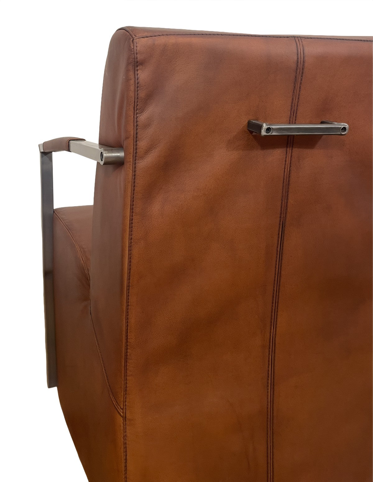 Bock Chair with Metal Arms in Light Brown Leather