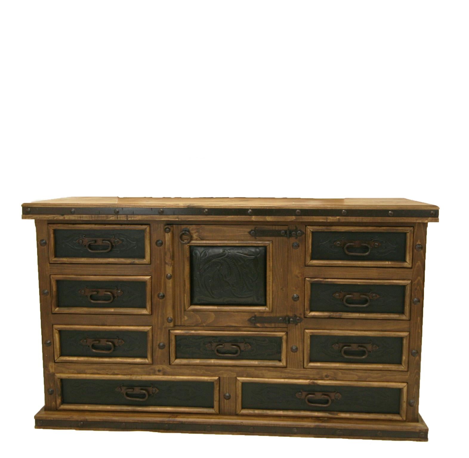 Silverton Tooled King Bed Leather & Iron