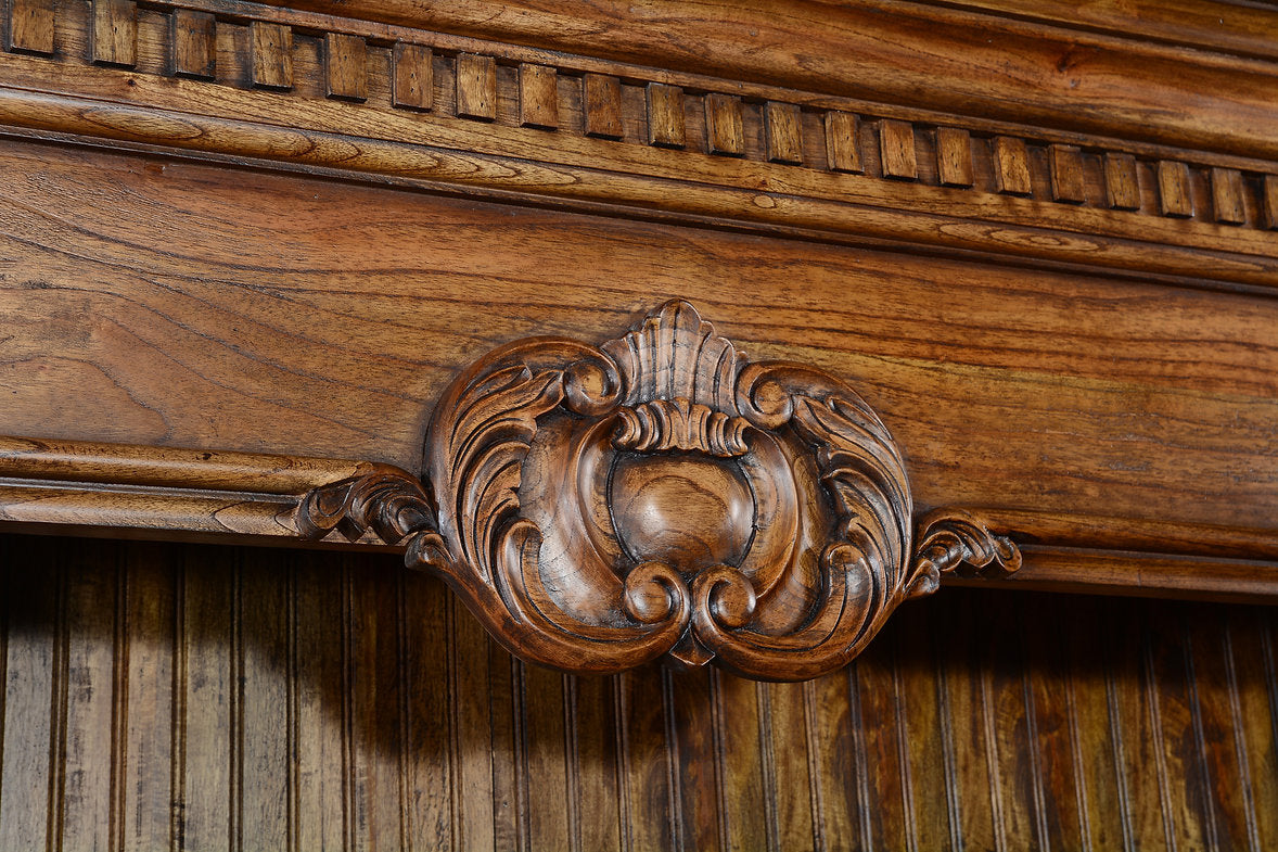 Tall Bookcase Display Cabinet Rustic Pecan