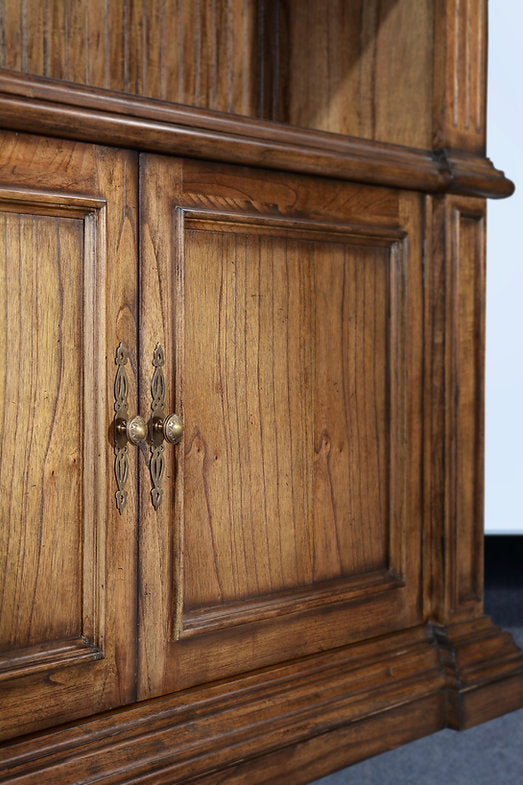 Tall Bookcase Display Cabinet Rustic Pecan