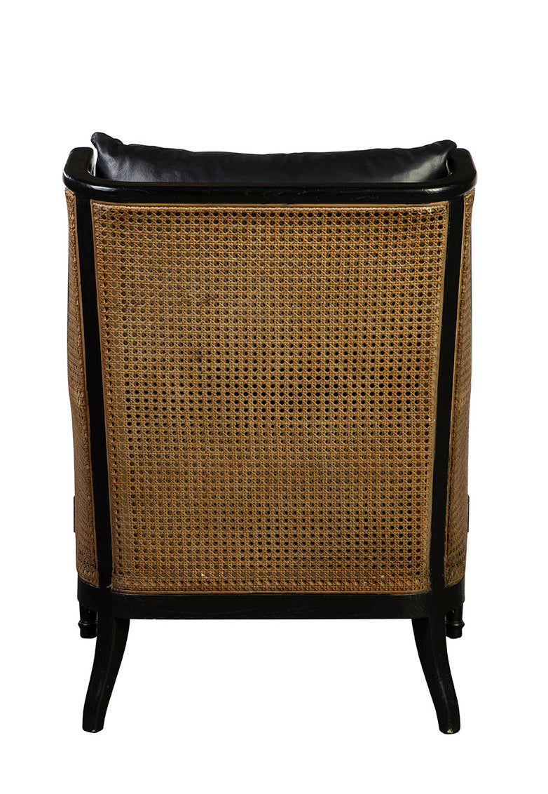 Black Tova Occasional Leather and Rattan Chair