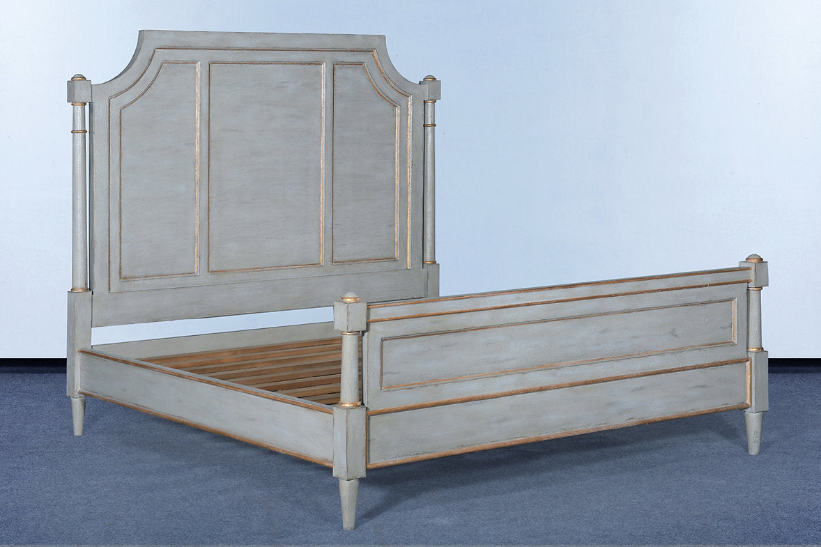 Mansion King Bed  Pewter with Gold Accents
