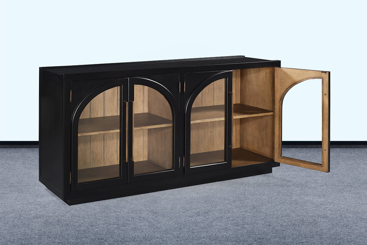 Highlands Sideboard Arched Door Black with Driftwood