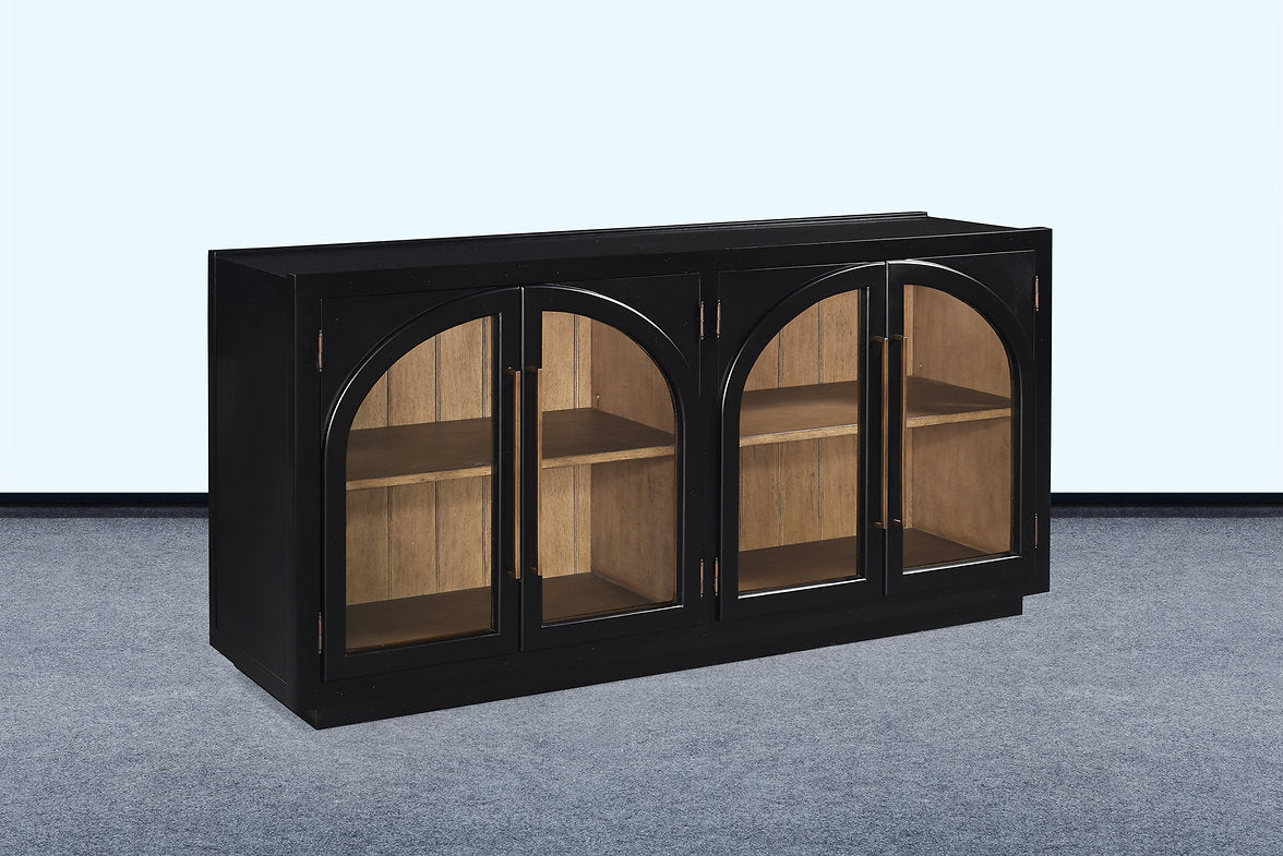 Highlands Sideboard Arched Door Black with Driftwood