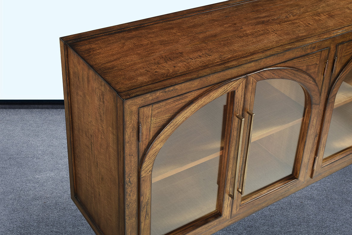 Highlands Sideboard Arched Door Rustic Pecan Finish