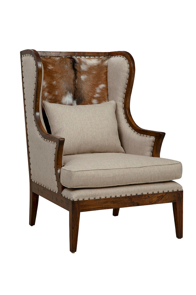 Dark Billings Wing Chair Hair on Hide