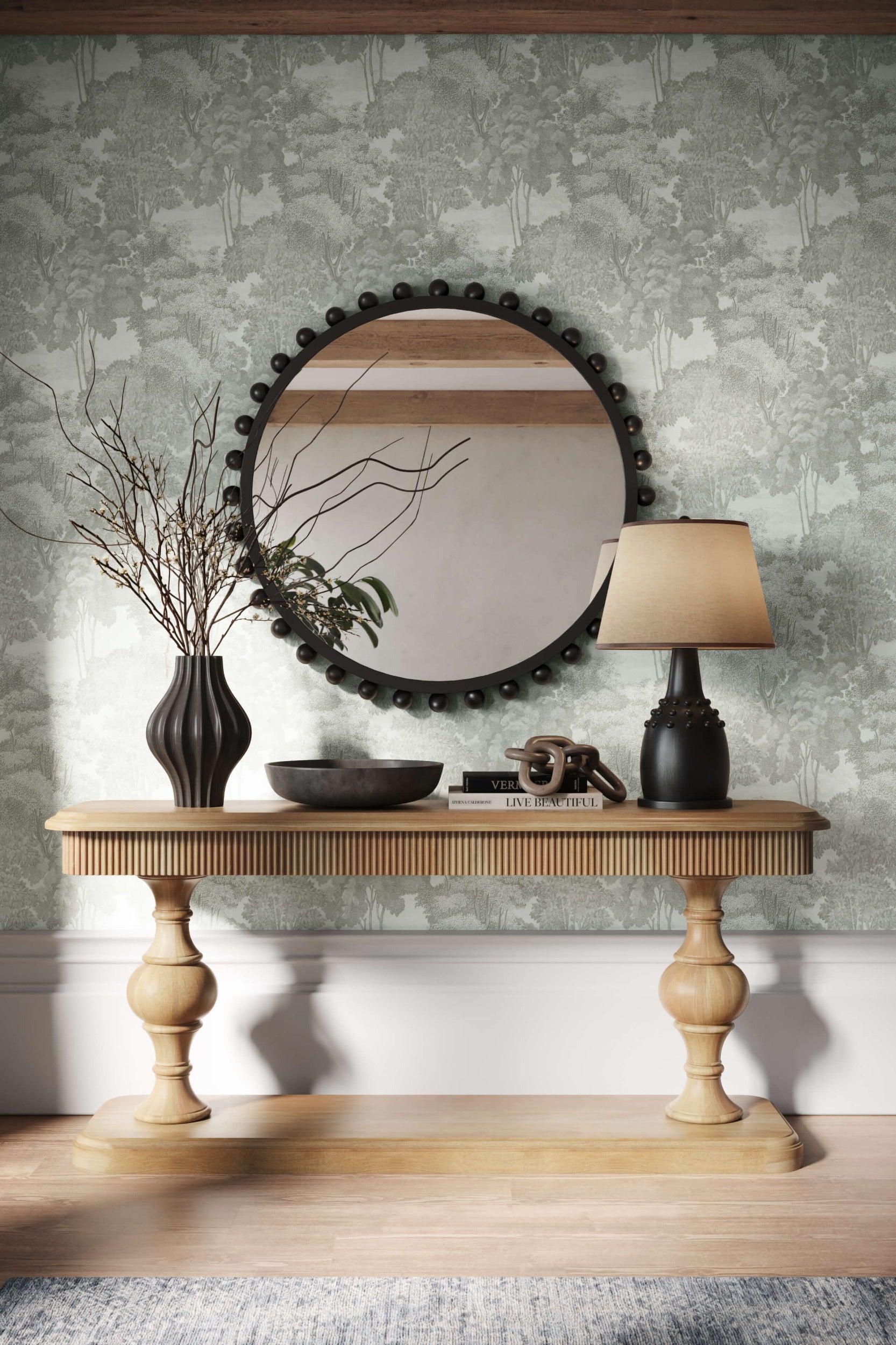 Kraton 2 Drawer Pedestal Console Table in Fruitwood Bramble