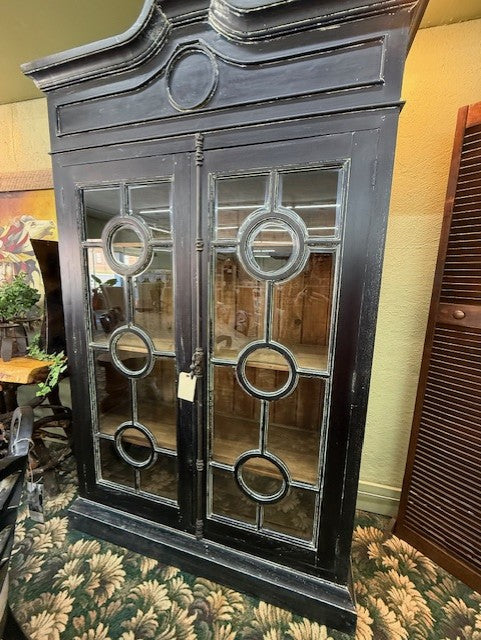 Steven Shell Burlington Display Cabinet Bookcase Black Distressed