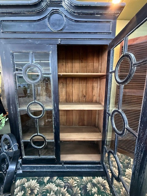 Steven Shell Burlington Display Cabinet Bookcase Black Distressed