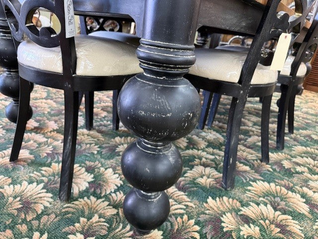 Steven Shell 84" Boules Dining Table Black Distressed