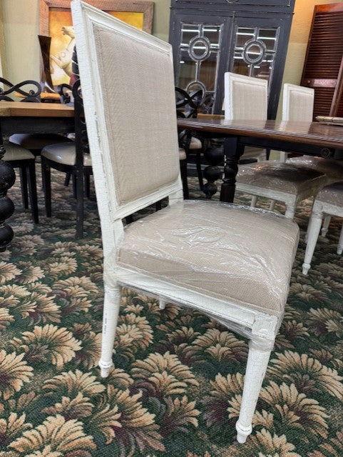 Steven Shell London Dining Chair w/ Lion Head White Crackle Gothic Set of 4
