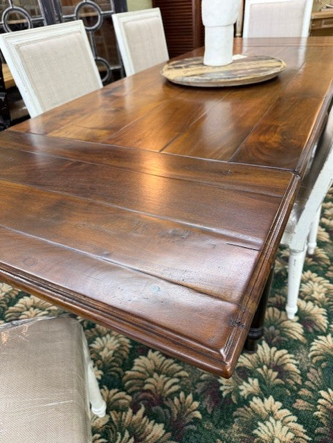 Farmhouse Leg Dining Table Black and Stain Extension Dining Table