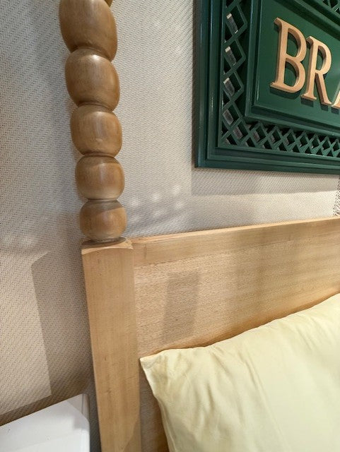 Bramble Milano Upholstered Queen Bed In Fruitwood w/ Arctic White Performance Fabric