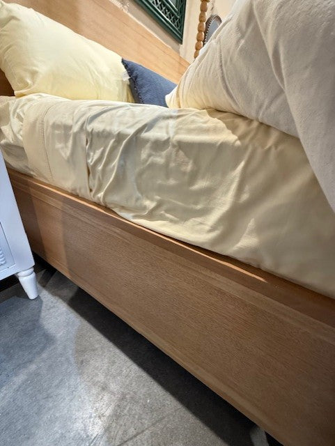 Bramble Milano Upholstered Queen Bed In Fruitwood w/ Arctic White Performance Fabric