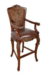 Elegant Western Chippendale Hair on Hide Barstool Set of 2 - Furniture on Main