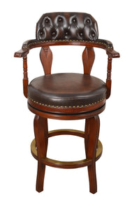Clubhouse Tufted Leather Swivel Bar Height Stool Set of 2 - Furniture on Main