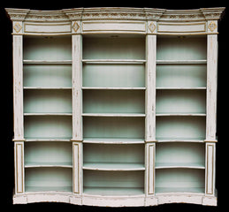 Windsor Curved Library Bookcase Display Cabinet White distressed - Furniture on Main