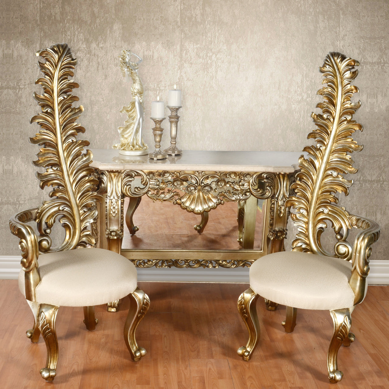 Italia Leaf Rococo Chair Gold Set of 2 Chairs - Furniture on Main