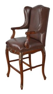 Leather Winged Swivel Barstool with Arms Bar Height - Furniture on Main
