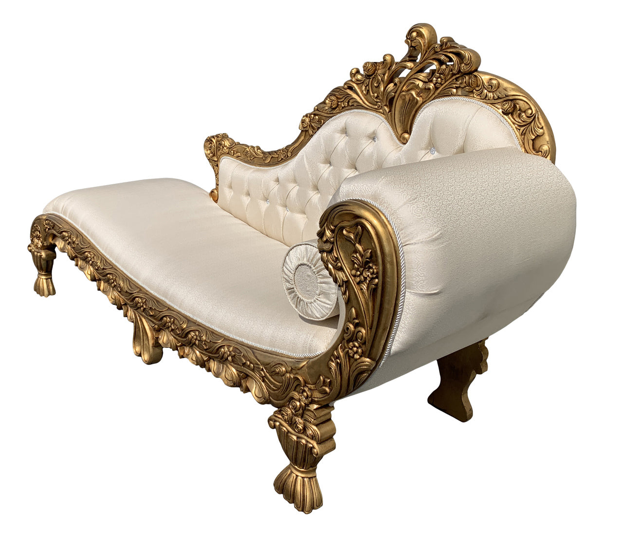 Hollywood Rococo Chaise Lounge Gold Gilt - Furniture on Main