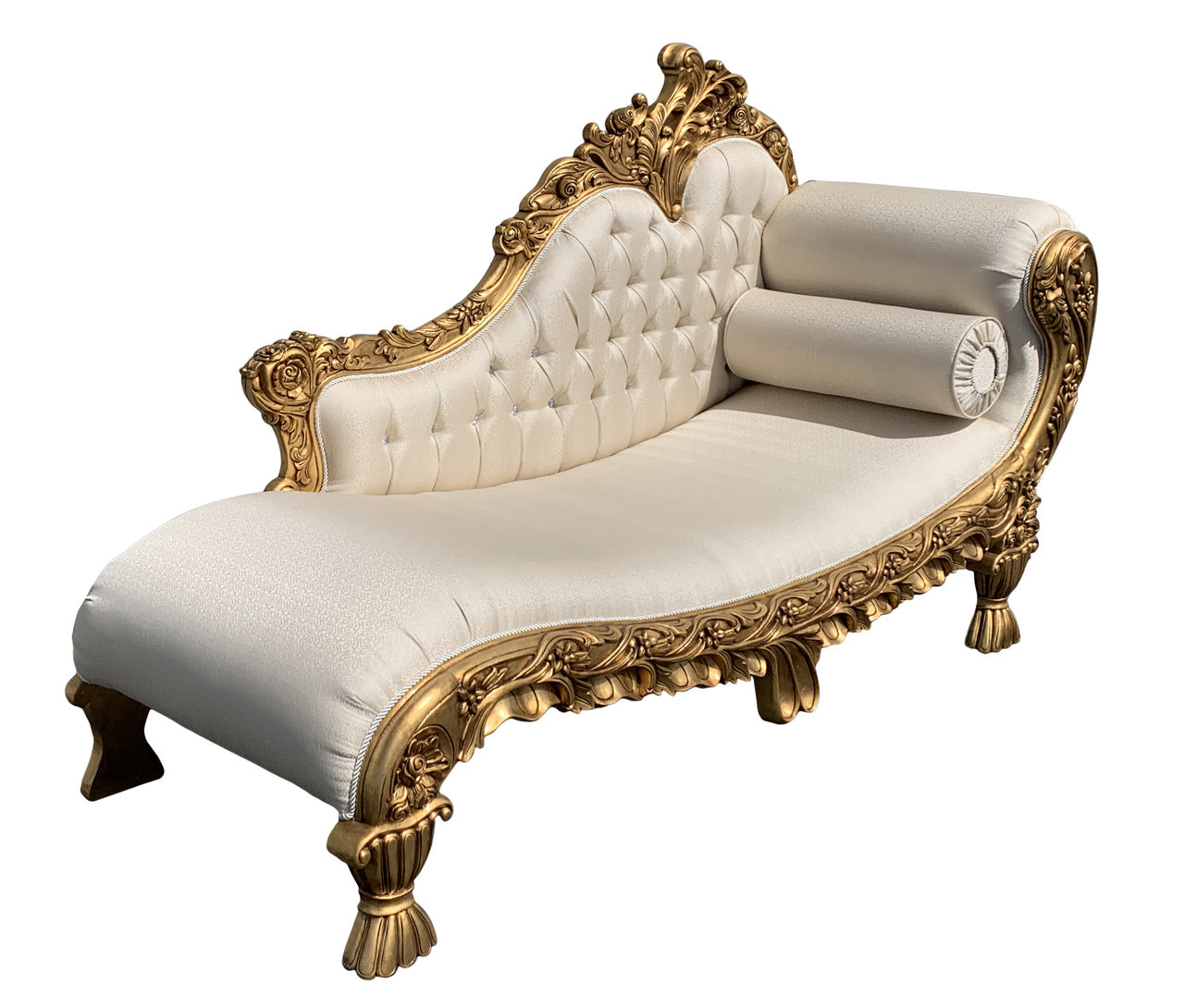 Hollywood Rococo Chaise Lounge Gold Gilt - Furniture on Main