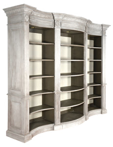 Windsor Curved Library Bookcase Display Cabinet Misty Grey - Furniture on Main