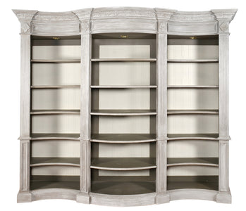 Windsor Curved Library Bookcase Display Cabinet Misty Grey - Furniture on Main