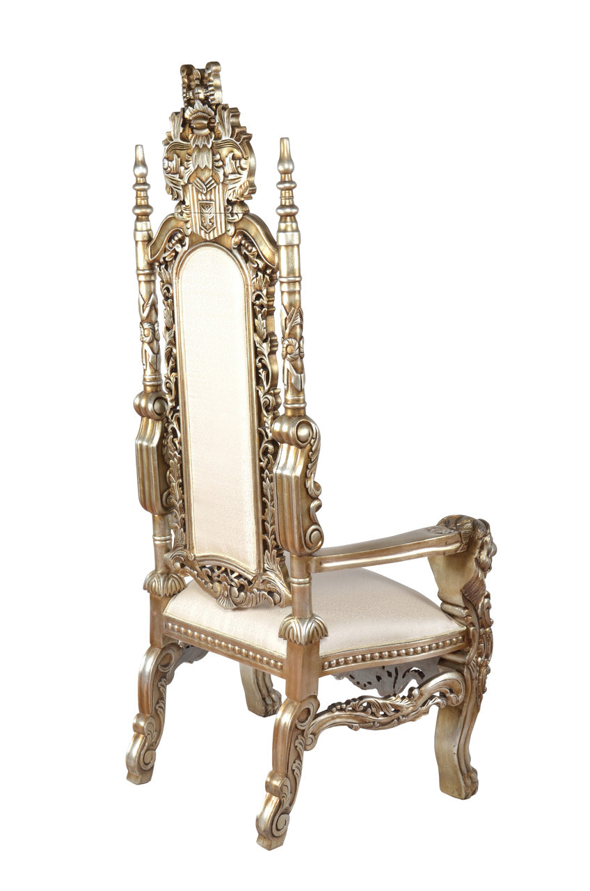 Hand carved Royal King Lion Chair Gold - Furniture on Main