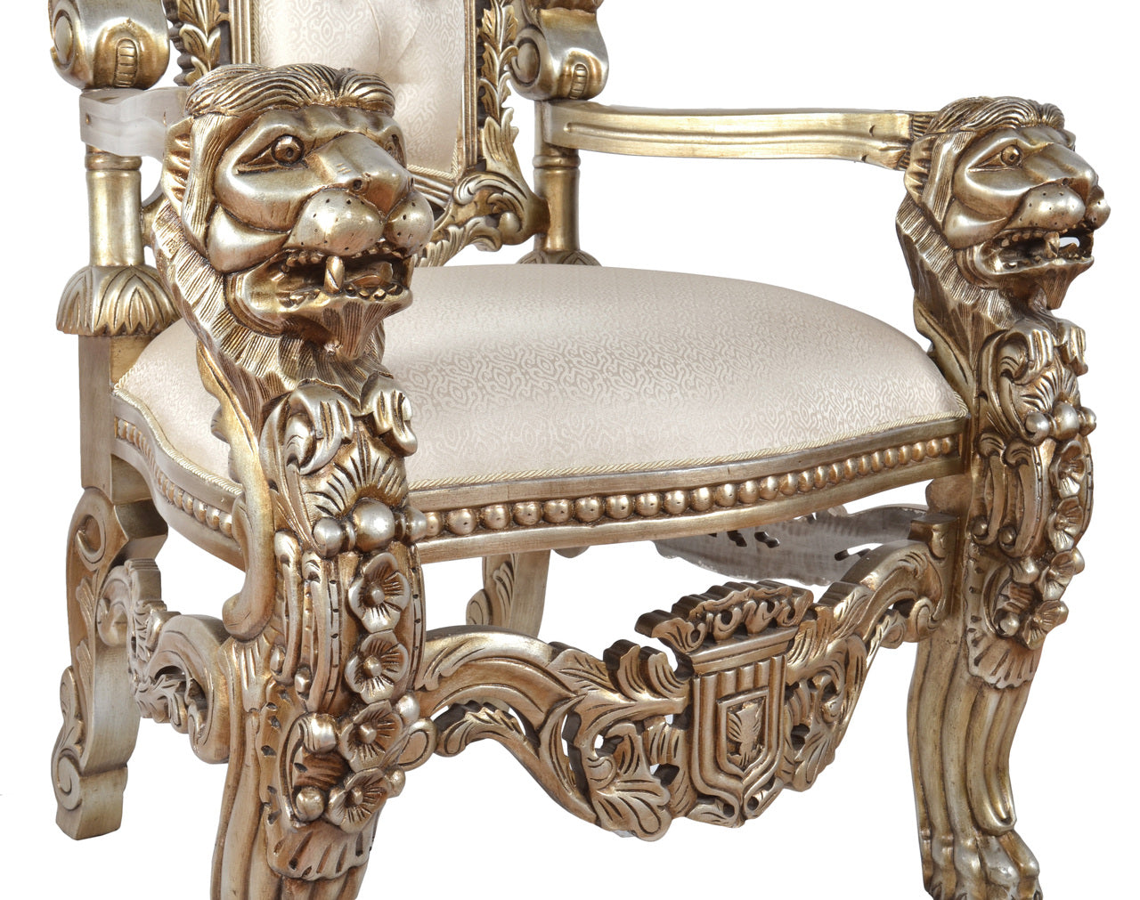 Hand carved Royal King Lion Chair Gold - Furniture on Main