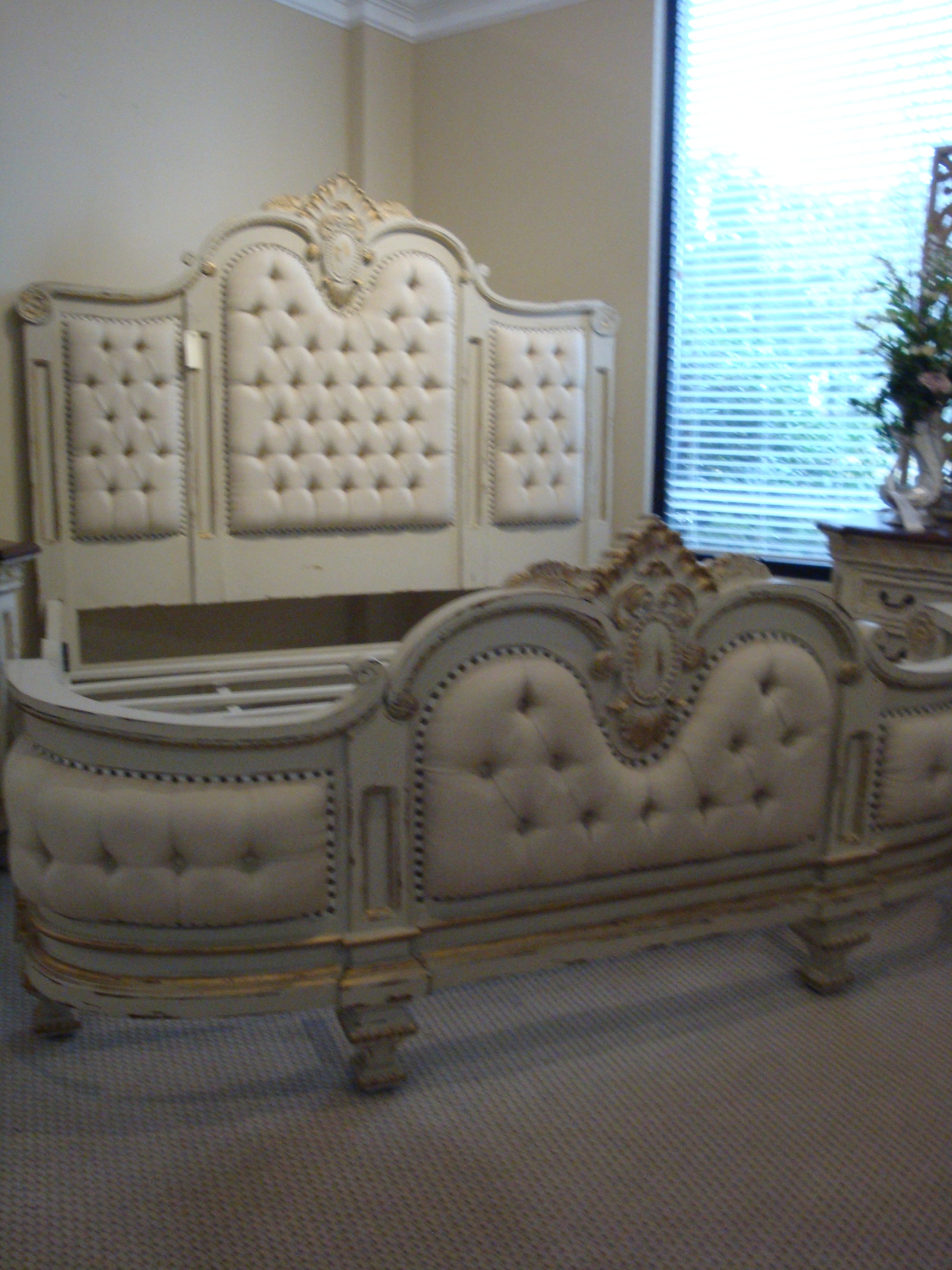 Massive Mansion Linen Tufted French King Bed White - Furniture on Main