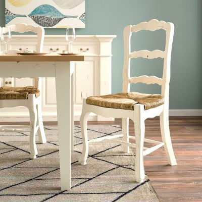 French Country Ladderback Dining Chair Set of 4 White - Furniture on Main