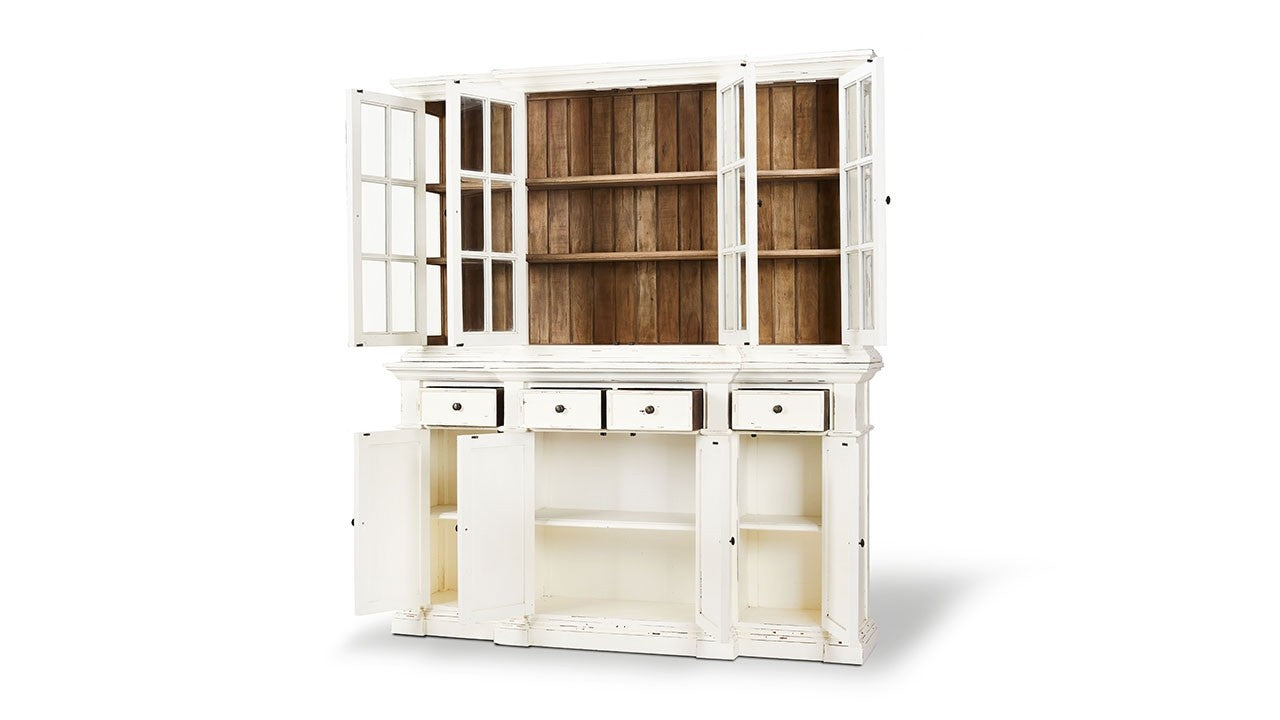 Farmhouse Buffet with Hutch White Distressed - Furniture on Main