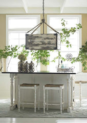 Roosevelt White Distressed Kitchen Island Counter Drop Leaf Bar Top - Furniture on Main
