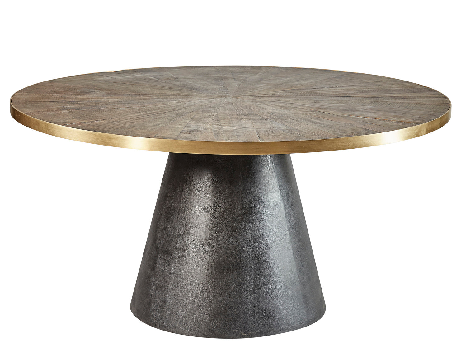 Midias Dining Table Modern Rustic 60" Dining Table Black Cone Base