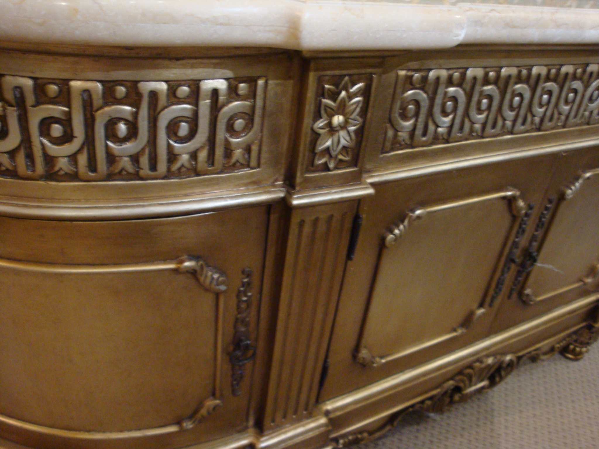 Gold Gilt Double Carved Vanity Marble Top - Furniture on Main