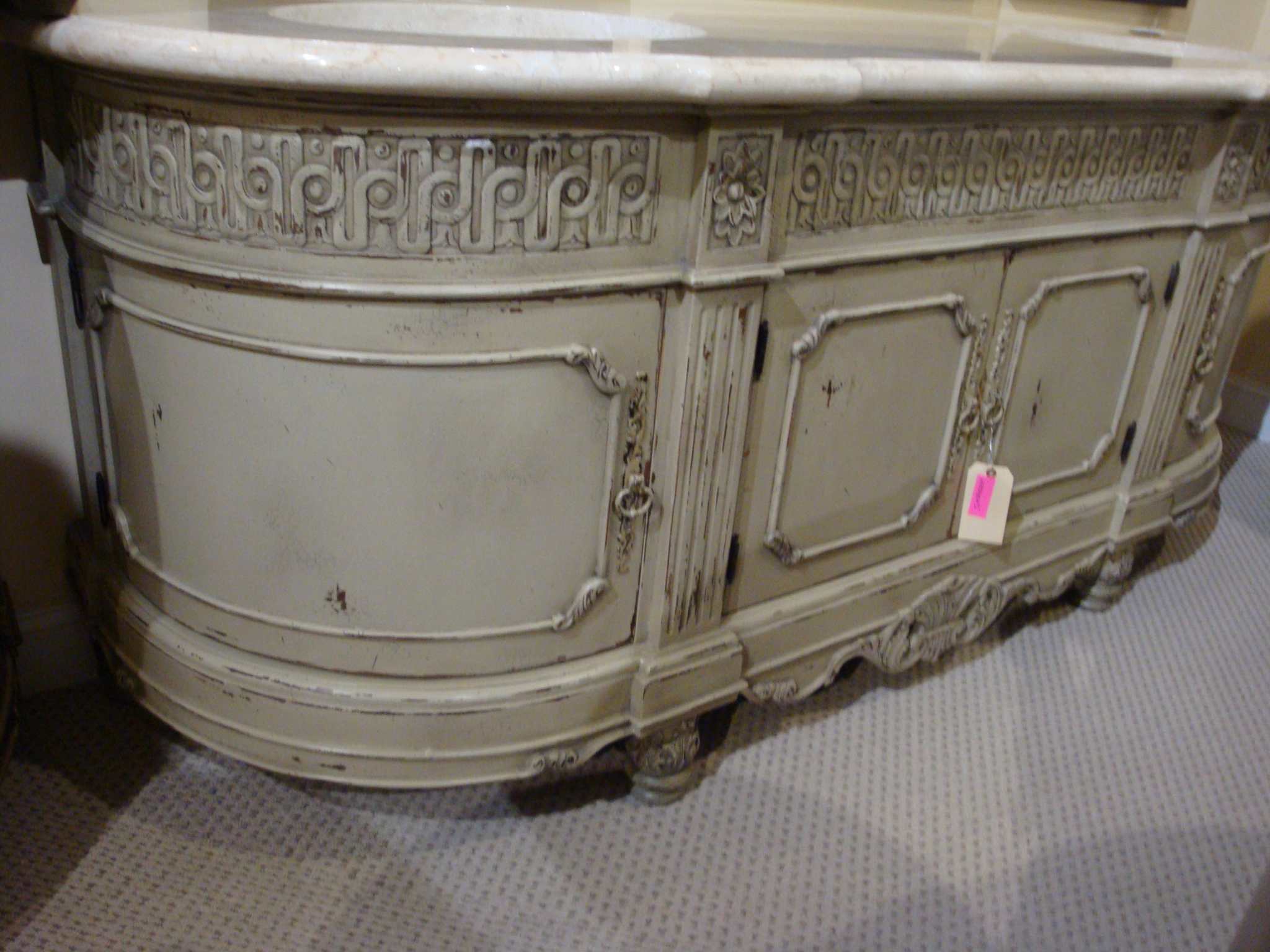 Parchment Double Carved Vanity Marble Top - Furniture on Main