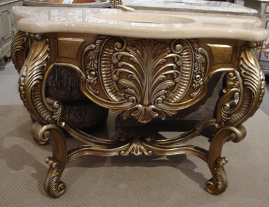 Gold Gilt Single Carved Vanity Marble Top - Furniture on Main