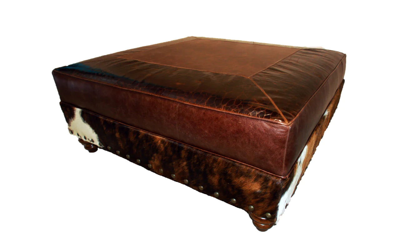 4' x 4' Large Cocktail Ottoman Gator embossed leather