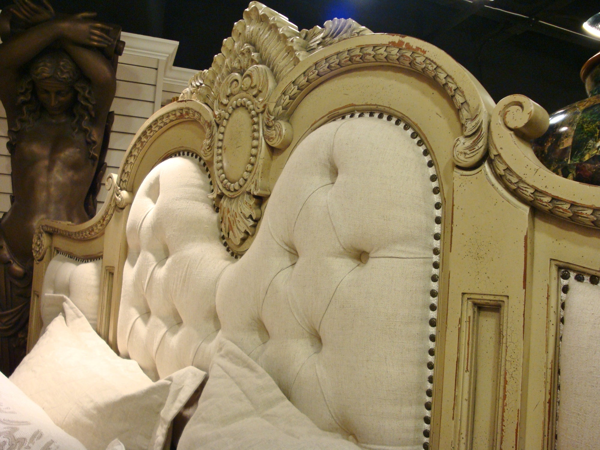 Massive Mansion King Bed Parchment Finish - Furniture on Main