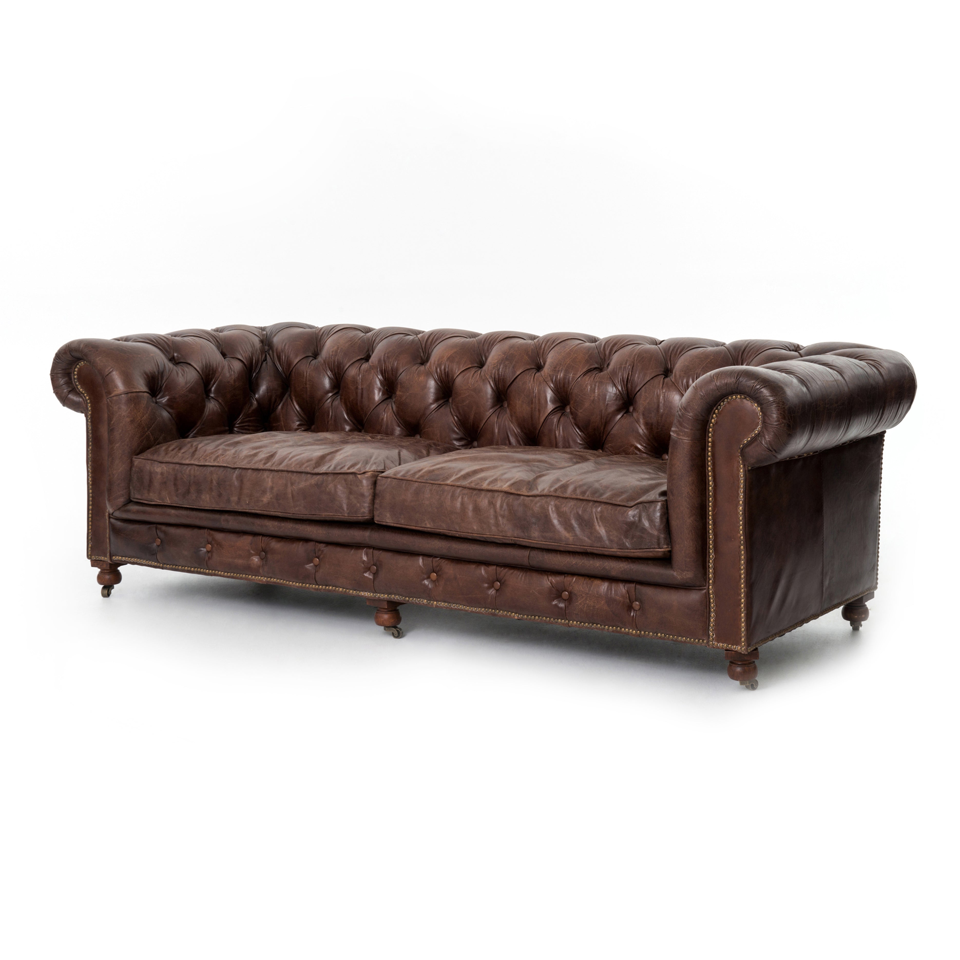 Four Hands Conrad Sofa Chesterfield Style Button Tufted Leather Sofa V ...